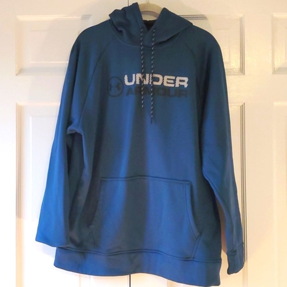 UNDER ARMOUR LOOSE FIT HOODIE MEN'S SIZE MEDIUM GREEN BLUE LOGO